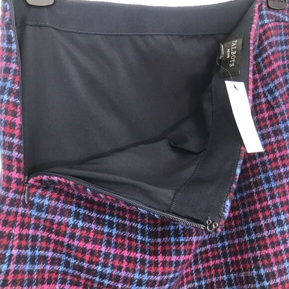 Talbots Petites Blue Pink Plaid Wool Blend Scalloped Edge Button Mini Skirt NEW - Picture 11 of 16